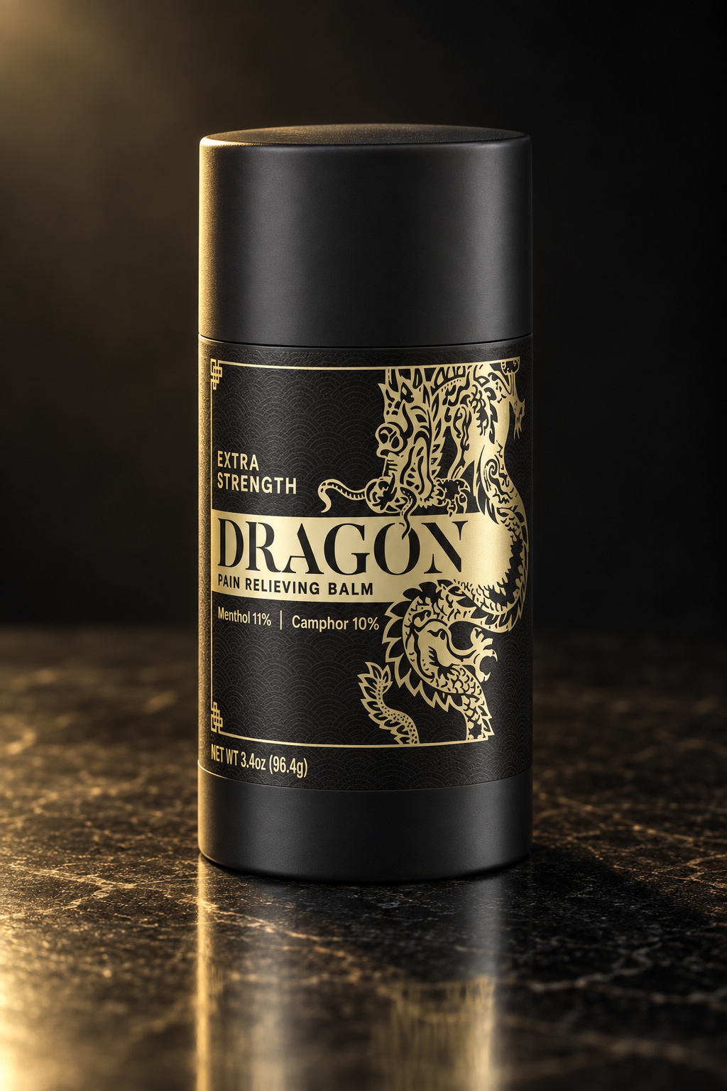 The Dragon Extra Strength Black Roll-Up at a three-quarter angle on dark stone